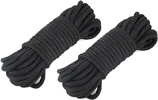 ECVV 2 Roll 10M Soft Cotton Rope 32 feet Multifunction Natural Durable Long Rope All Purpose Braided Rope Hanger Craft DIY 8 MM Thick Cotton Cord-Black