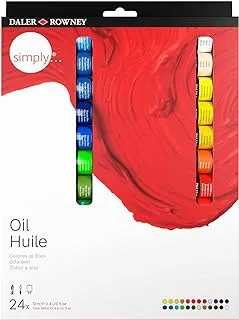 Daler-Rowney Simply 24 x 12ml Oil Paint Set, 24 Assorted Colours, Ideal for Entry-Level Artists & Hobbyists