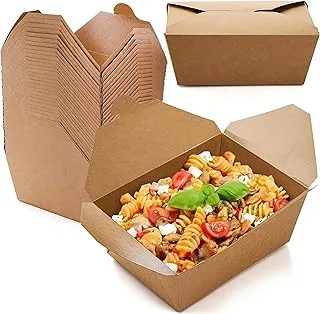 50 Pcs Disposable Take Out Containers (1200 ML/40 Oz) Microwaveable Kraft Paper To Go Boxes for Food Lunch To Go Containers Thick Takeout Box Leakproof And Greaseproof - 50 Pack