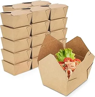 50 Pcs Disposable Take Out Containers (700ML/24 Oz) Microwaveable Kraft Paper To Go Boxes for Food Lunch To Go Containers Thick Takeout Box Leakproof And Greaseproof - 50 Pack