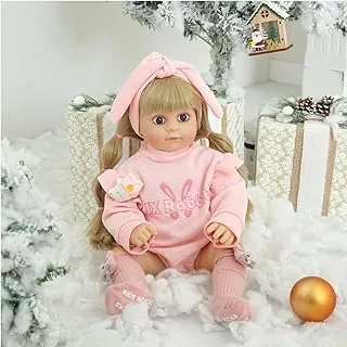 Baybee Reborn Silicone Baby Dolls 55cm Baby Soft Body Realistic-Newborn Baby Girl Dolls Long Hair Dress Up Doll Children Play House Real Life Baby Dolls Girl for Kids Age 3+ Years-Pink