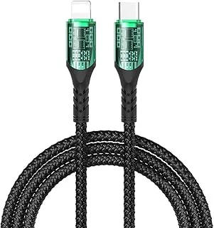 DOIT 3A Nylon Braided Charging Data Cable [Type C to Lightning, 150 cm], Fast Data sync & Charging Speed upto 480mbps, Universal Compatibility | See Through Design With Intelligent Display Lamp