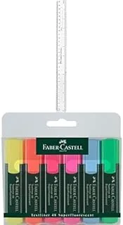 Faber-Castell Plastic Slim Ruler 12-Inch + Classic Highlighter Wallet Of 6