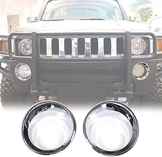 PIUGILH Front Bumper Driving Fog Light Lamp Ring Bezels Covers Fit for 2005-2009 Hummer H3,Front Fog Lamp Light Cover Trim Frame Car Accessories