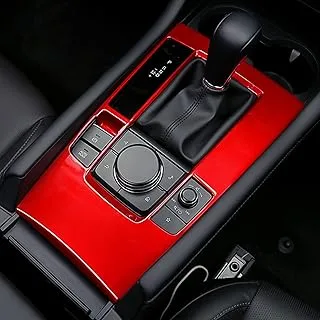 ANFOKAS for Mazda 3 2020 2021 2022 2023 Car Center Console Cover Gear Panel Gear Shift Knob Cover Trim Auto Interior Accessories - Red