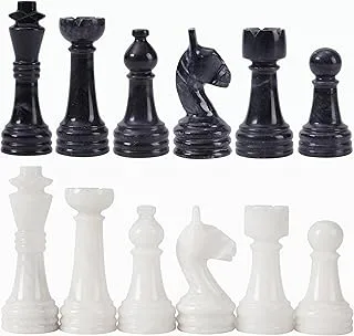 RADICALn Black and White Marble Big Chess Figures - Total 32 figures - Suitable for 16 to 20 inches Chess Board