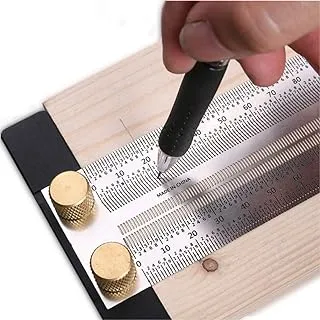 Woodworking T Ruler High Precision Gauge Marking Scale Scribe Line Ruler with Holes for Cutting Sawing,Scribing Ruler Woodwork Marking Tools Carpenter Draft Measuring Ruler Square with Stops (300mm)