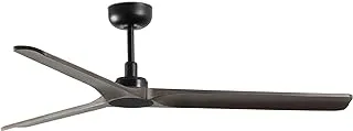 Funfano Wood 3 Blades Ceiling Fan with Light and Remote Control, 132 cm Diameter, Matt Black/Dark Oak