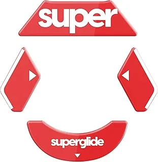 Superglide2 - سطح جديد سريع يمكن التحكم فيه، أسرع وأسلس أقدام ماوس/انزلاقات مصنوعة من زجاج فائق القوة ونعل ناعم ومتين لجهاز Logitech G900/903 [أحمر]