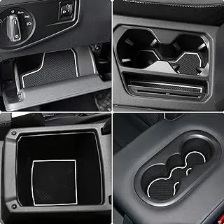 Auovo Anti Dust Mats for Volkswagen VW Tiguan Accessories 2018 2019 2020 2021 2022 2023 Custom Cup Holder Door Center Console Liners Inserts for VW Tiguan (19pcs/Set) (White Trim)