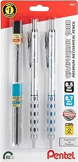 قلم رسم أوتوماتيكي Pentel GraphGear 1000 - أقلام ميكانيكية معدنية 0.5 و0.7 مم مع سلاسل إعادة التعبئة