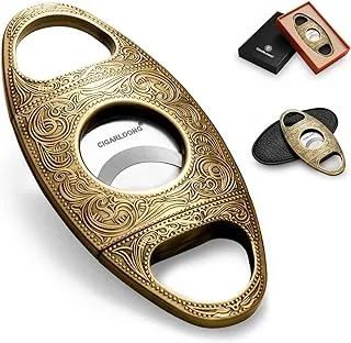 CIGARLOONG Cigar Cutter Stainless Steel Blade Portable Pocket Size Scissors Cutter with Gift Box(Gold)