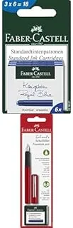 Faber-Castell Ink Cartridges blue 3 Boxes of 6 Cartridges Each + FOUNTAIN PEN RED & 6 BLUE INK CARTRIDGES