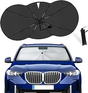 EcoNour Umbrella Sunshade for Car (Large - 147.3 x 81.2 cm) | Blocks UV Rays Sun Visor Protector Sunshade for Complete Protection | Foldable Car Shade Front Windshield Car Accessories Interior