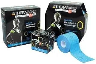 صندوق توزيع لفافة شريط علم الحركة من THERABAND مع تطبيق XactStretch، مقاس 5 سم × 5 متر، طباعة أسود/أبيض