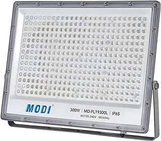 MODI 443x338x26mm IP65 SMD LED كشاف ضوء - أبيض، 300 وات | ضوء LED خارجي مقاوم للماء 30000 لومن | ضوء منظر طبيعي خارجي فائق السطوع للفناء والملعب والملعب والحديقة