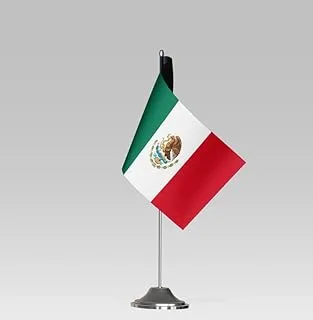 BPA® MEXICO FLAG Compact Table Flag with Stand Elegant Desk Decor (23x10cm)