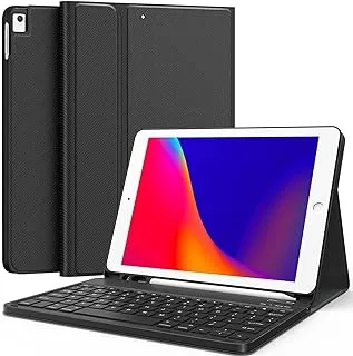 AWH iPad 10.2 Case with Keyboard for iPad - 7th Generation 10.2 2019 - Detachable Wireless Keyboard with Pencil Holder Stand Folio Cover for New iPad 10.2 Inch 7th Gen 2019 - BLACK