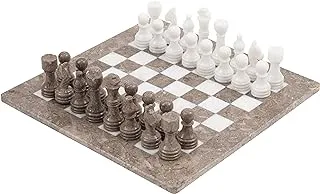 RADICALn 16 Inches Weighted Handmade Marble Grey Oceanic and White Staunton Tournament Chess Set - Non Othello Non Go Non Magnetic - Classic Ambassador Style Adults Chess Board Game Sets