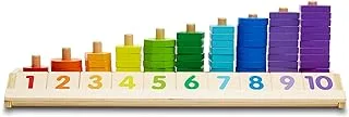 Melissa & Doug Counting Shape Stacker Wooden Educational Toy With 55 Shapes and 10 Number Tiles, 9275, 1 ea