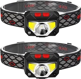 SKY-TOUCH 2-Pack Rechargeable Headlamp Flashlight, 800 Lumens Motion Sensor Head Lamp, Ipx4 Waterproof, Bright White Cree Led & Red Light, Perfect For Running, Camping, Hiking & More