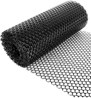 TORIS Plastic Chicken Wire Mesh Hexagonal Plastic Poultry Netting Extruded Plastic Chicken Wire Fence PVC Coated Plastic Poultry Netting (0.4m*4m=1.3ftX13.1ft, Black)