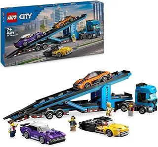 LEGO City Car Transporter Truck with Sports Cars, 4 Vehicle Toy Set for 7 Plus Year Old Kids, Boys & Girls, with Trailer and 4 Minifigures for Imaginative Play, Creative Gift Idea 60408