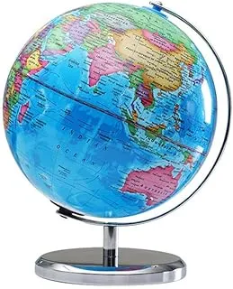 COOLBABY 32CM World Globe Political Map,Educational Geographic Globe,Globe with LED Light,Electroplated Gold Base Globe