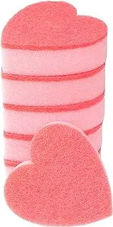 GMIcréatifs Heart Shaped, Dual-Sided Kitchen Sponge and Scrubber for Washing Dishes, Pots & Pans and General Household Cleaning, (6 Pack).