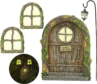 Fairy Garden Kit, Fairy Door, Fairy Door and Windows for Trees, Tree Stump Decor, Fairy House Kit, Fairy Garden Decor