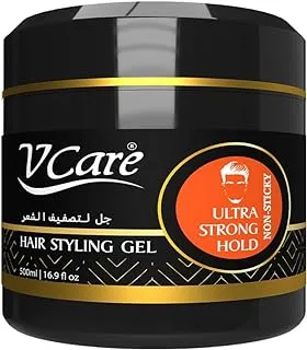 V Care 500ml Professional Hair Gel | With Glycerin & Castor Oil | Ultra Strong Hold Styling | Refreshing Fragrance | Non Sticky