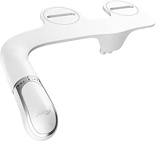 Bio Bidet SlimTwist Simple Bidet Toilet Attachment in White with Dual Nozzle, Fresh Water Spray, Non Electric, Easy to Install, Brass Inlet and Internal Valve