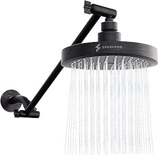 SparkPod Rain Shower Head with Shower Arm Extension - High Pressure Rain - Luxury Modern Look - No Hassle Tool-less 1-Min Installation (16