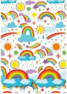 Wrap & Roll Rainbows 2 Sheet 2 Tag: لفة ورق تغليف متينة - مادة تغليف قابلة للتخصيص - اختيار تغليف هدايا صديق للبيئة - حل مناسب لتغليف الهدايا