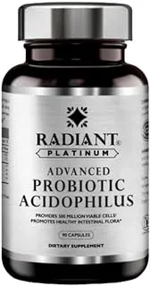 Radiant Platinum Advanced Probiotic Acidophilus | Provides 500 Million Viable Cells | Promotes Healthy Intestinal Flora | Supports Immune System & Nutrient Absorption | 90 Capsules