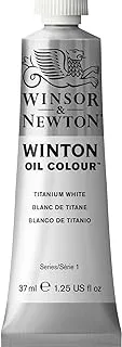 أنبوب Winsor & Newton Winton Oil Colour Titanium White 37 مل مع تناسق متساوي، لا يبهت، تغطية عالية، غني بالأصباغ الملونة