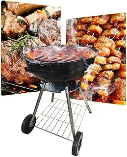 Portable Charcoal Grill Outdoor Grill with Lid Kettle Grill Enamel Picnic Patio Backyard Camping Chicken Steak Cooking Grill 57 X 86cm