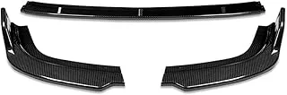 DNA MOTORING 2-PU-692-PCF 3Pc Carbon Fiber Look Black ABS Front Bumper Lip With Vertical Stabilizer Compatible with 96-98 Honda Civic