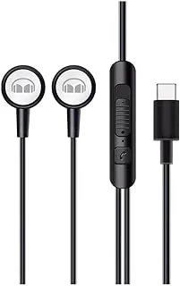 سماعات رأس سلكية للألعاب Monster GM01 USB-C - ميكروفون مدمج وتحكم في مستوى الصوت مع وصلة كابل USB-C، متوافقة مع أجهزة منفذ USB من النوع C، أسود