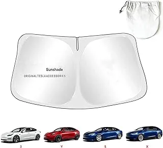 Car Windshield Sun Shade for Tesla Model 3 / Y/S/X, Blocks UV Rays Sun Visor Protector, Folding Front Window Sunshade Visor for Tesla Model 3 / Y/S/X 2016-2023 Accessories