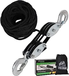 XSTRAP STANDARD Heavy-Duty 2,000 LB Breaking Strength 50 FT Rope Hoist, 1000 LB Work Load Block and Tackle Pulley System for Lifting Heavy Objects (Black)