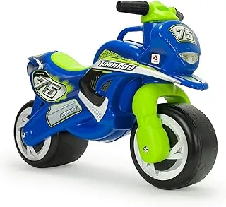 INJUSA - Tundra Tornado Blue and Green Motorcycle Runners with Permanent Decoration and Waterproof Wide Plastic Wheels and Carry Handle for Parents, Recommended Children + 18 Months