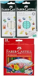 Faber-castell reusable tack it green/white pack of 2 + COLOUR PENCILS 24 COLOUR