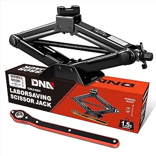 DNA MOTORING 1.5 Ton (3,306 lbs) Scissor Lift Jack with Labor-Saving Ratchet Wrench for Most Cars, 4'' - 15.2'' Lifting Range,TOOLS-00282