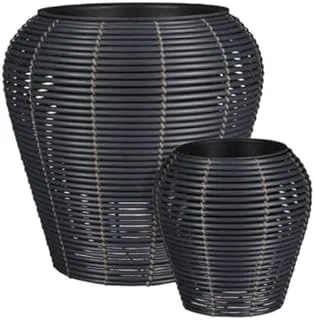 Suncoast Cesena Round Pot For Planters (L)- Black