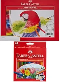 Faber-Castell Drawing Book A4 20 Sheets + COLOUR PENCILS 24 COLOUR