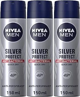 NIVEA MEN Silver Protect Antiperspirant Spray, 150ml - Pack of 3