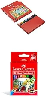 Faber Castell Jumbo Round Wax Crayons 12 + COLOUR PENCILS 12