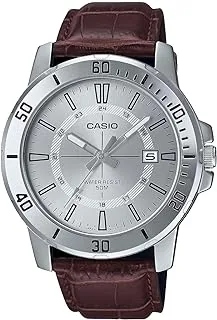 Casio Men's Watch - MTP-VD01L-7CVUDF Silver Dial, Brown Band