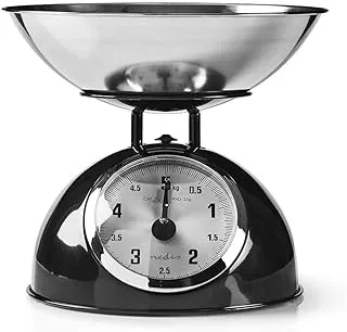 NEDIS Retro Kitchen Scales with Bowl & Analogue Display, Black